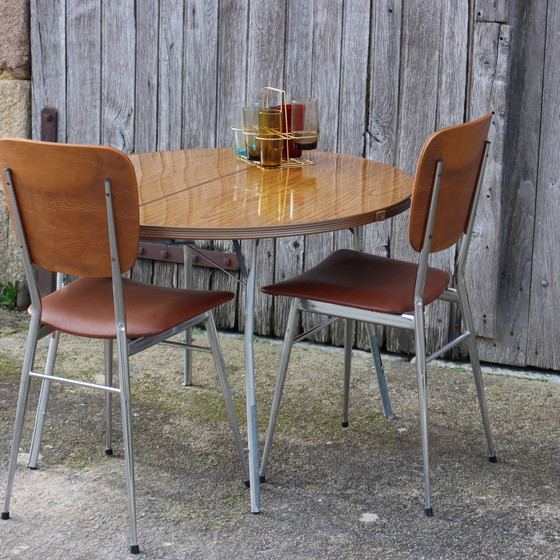 Image 1 of  Franse Mid Century Skai Chromen Stoelen Set Van 2 - Keukenstoelen - Retro-60S