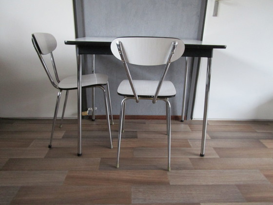 Image 1 of Formica Eettafel + 2 Stoelen Jaren 50