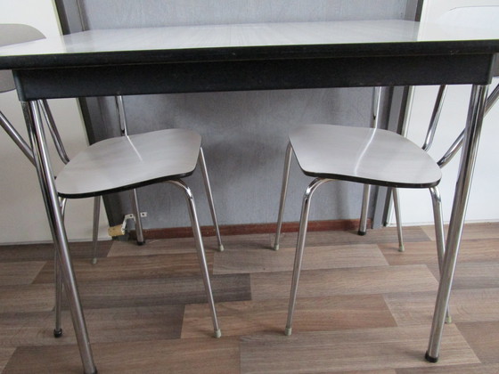 Image 1 of Formica Eettafel + 2 Stoelen Jaren 50