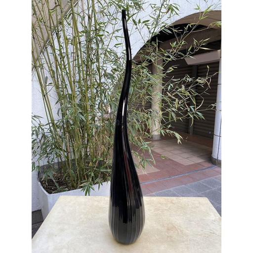 Vintage vaas Aria Black, Renzo Stellon van Salvatia Murano 2009
