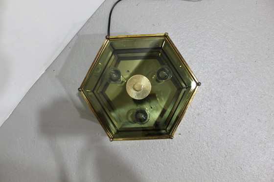 Image 1 of Vintage lamp Brumberg - messing, rookglas jaren '70