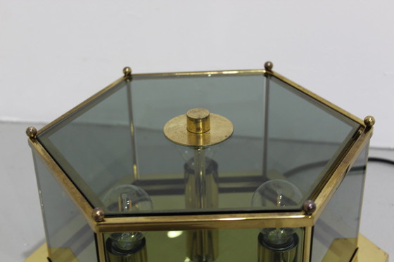 Image 1 of Vintage lamp Brumberg - messing, rookglas jaren '70