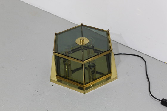 Image 1 of Vintage lamp Brumberg - messing, rookglas jaren '70