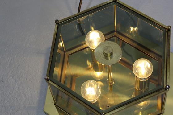 Image 1 of Vintage lamp Brumberg - messing, rookglas jaren '70