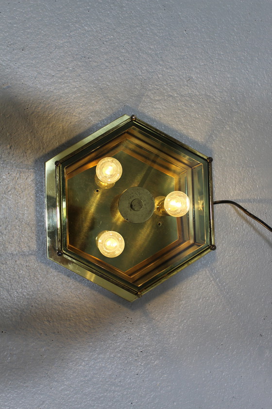 Image 1 of Vintage lamp Brumberg - messing, rookglas jaren '70