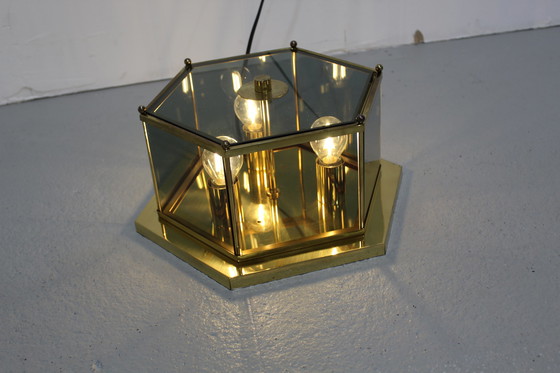 Image 1 of Vintage lamp Brumberg - messing, rookglas jaren '70