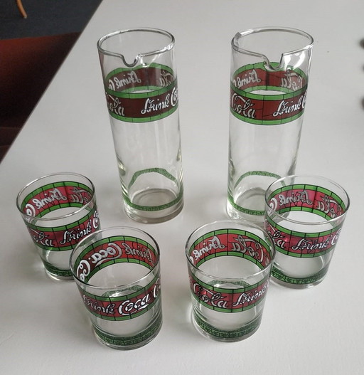 Vintage Set Coca Cola 'Glas In Lood ('Style'. 