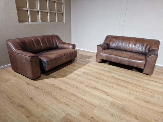 Image 1 of 2X De Sede Ds 44 Banken - Vintage - Bruin - Leder - Design