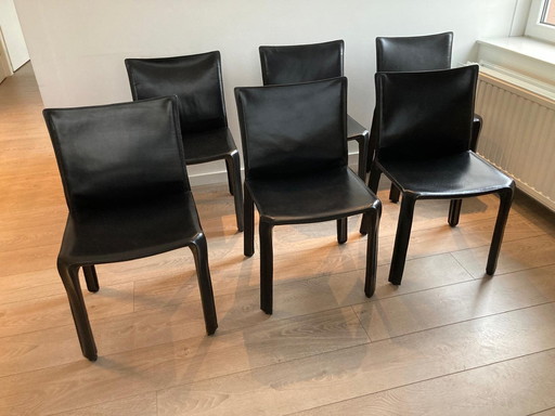 Cassina Cab 412 Zwart Leren Eetkamerstoel