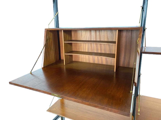 Image 1 of vintage Louis van Teeffelen wandsysteem voor Wébé met twee bureau planken