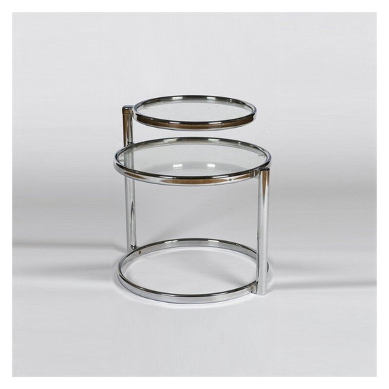 Image 1 of Vintage bijzettafeltje van chroom en glas
