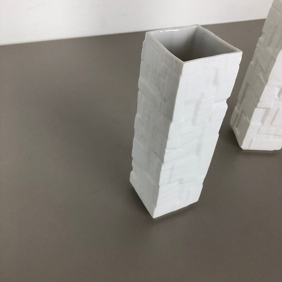 Image 1 of Paar vintage Op Art porseleinen vazen van Heinrich Keramiek Duitsland 1970