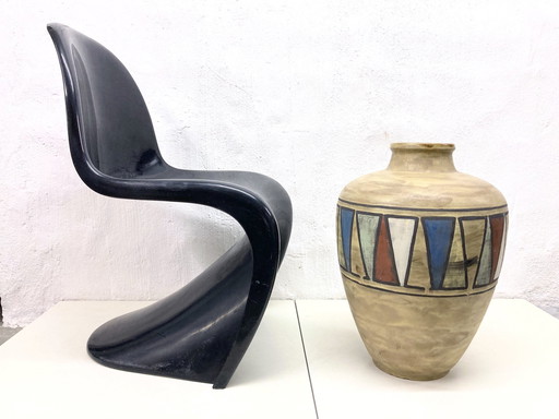 Grote vloervaas van Ceramano Design Hans Welling decor Meander 60s 70s