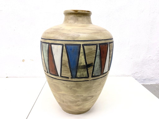 Grote vloervaas van Ceramano Design Hans Welling decor Meander 60s 70s