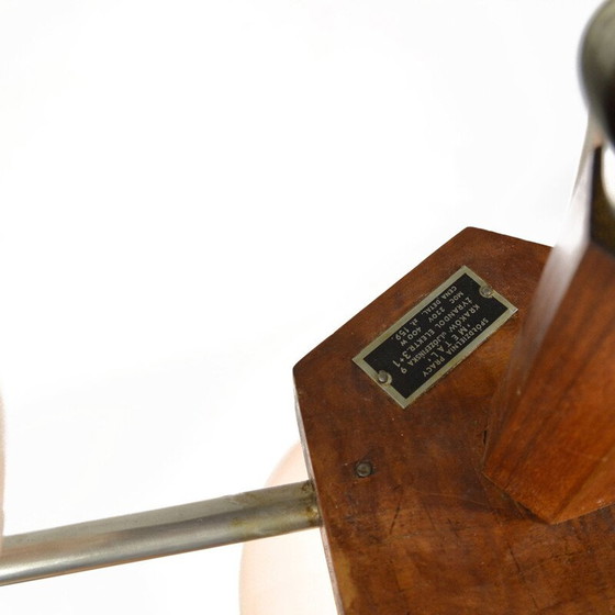 Image 1 of Vintage art deco glazen kroonluchter van Spółdzielnia Pracy Metaal Kraków, Polen 1950