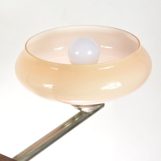 Image 1 of Vintage art deco glazen kroonluchter van Spółdzielnia Pracy Metaal Kraków, Polen 1950