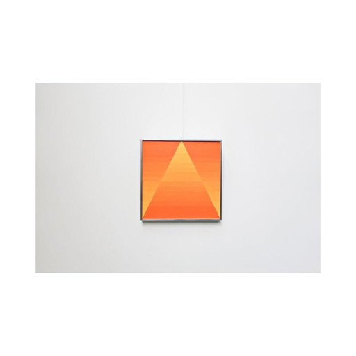 Olieverf op doek vintage "oranje geometrische compositie" door G. Vaxelaire