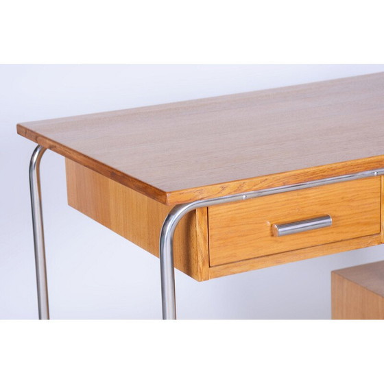 Image 1 of Vintage Bauhaus bureau in eiken en verchroomd staal van Marcel Breuer, Duitsland 1930