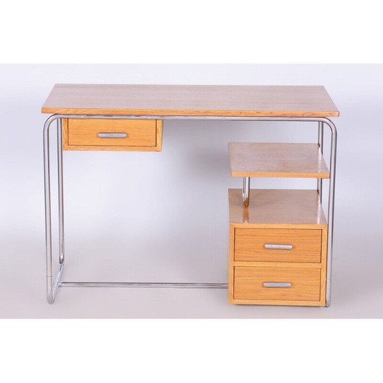 Image 1 of Vintage Bauhaus bureau in eiken en verchroomd staal van Marcel Breuer, Duitsland 1930