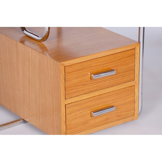 Image 1 of Vintage Bauhaus bureau in eiken en verchroomd staal van Marcel Breuer, Duitsland 1930