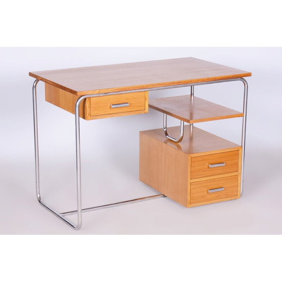 Image 1 of Vintage Bauhaus bureau in eiken en verchroomd staal van Marcel Breuer, Duitsland 1930