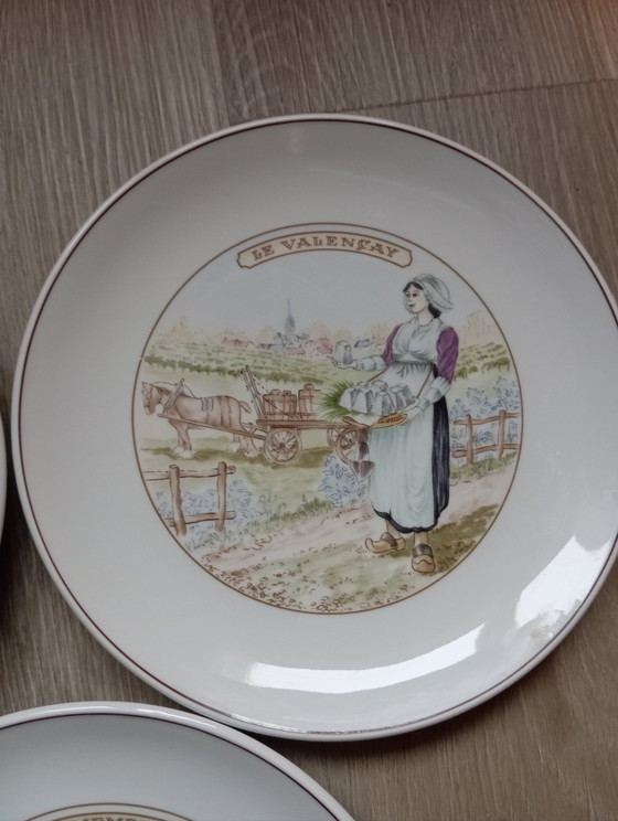 Image 1 of Set van 6 Pillivuyt Franse kaasborden, 1960/70