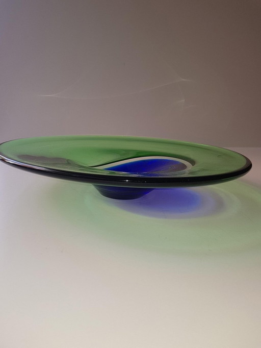 Vintage platte glazen schaal van Ladislav Palecek voor Beranek, 1970S