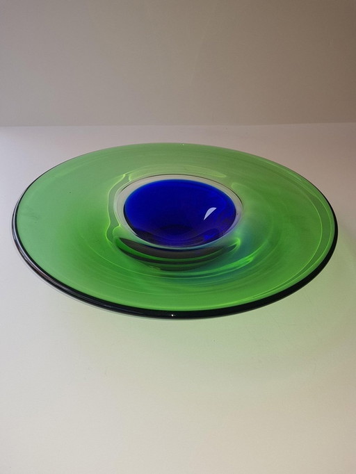 Vintage platte glazen schaal van Ladislav Palecek voor Beranek, 1970S