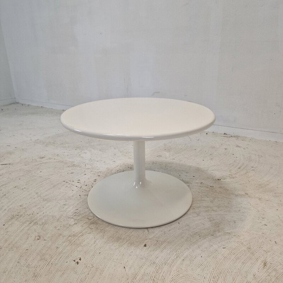 Image 1 of Vintage ronde salontafel in wit hout en metaal van Pierre Paulin voor Artifort, 1970