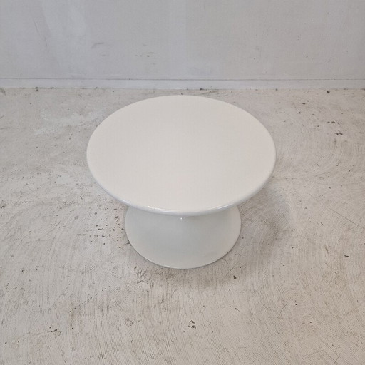 Vintage ronde salontafel in wit hout en metaal van Pierre Paulin voor Artifort, 1970