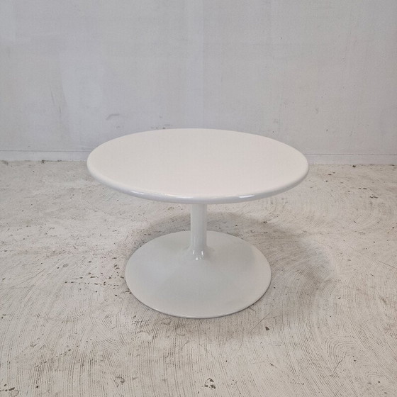 Image 1 of Vintage ronde salontafel in wit hout en metaal van Pierre Paulin voor Artifort, 1970