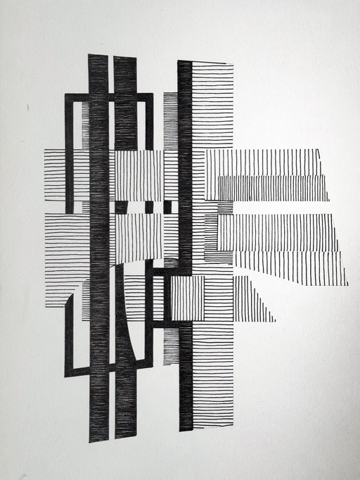 Inktcompositie (2 Arteorks) -Eugene Eechaut (1938-2019)