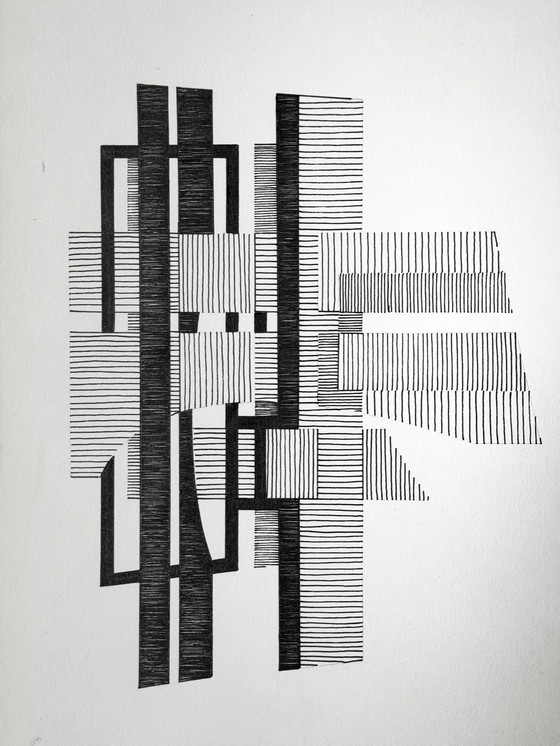 Image 1 of Inktcompositie (2 Arteorks) -Eugene Eechaut (1938-2019)