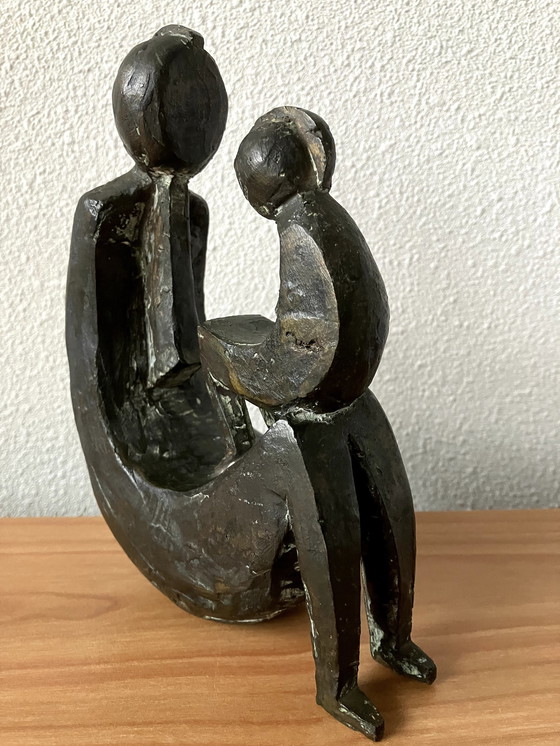 Image 1 of Modern Bronzen Beeld - Moeder Met Kind.