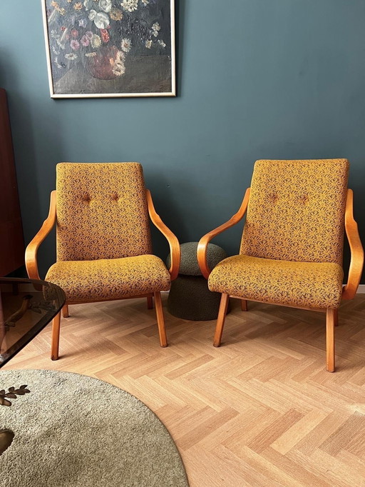 Set Van 2 Fauteuils Jarislav Smidek Voor Ton Uit De Jaren 50-60