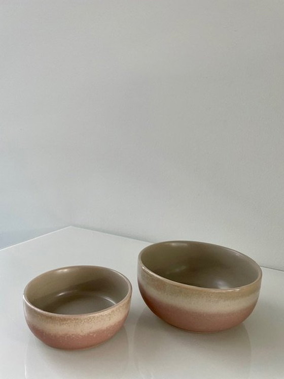 Image 1 of 2X Moderne Serveerschalen Taupe/Nude Roze (Ø11Cm En Ø14Cm)