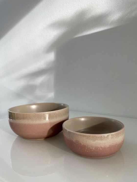 Image 1 of 2X Moderne Serveerschalen Taupe/Nude Roze (Ø11Cm En Ø14Cm)