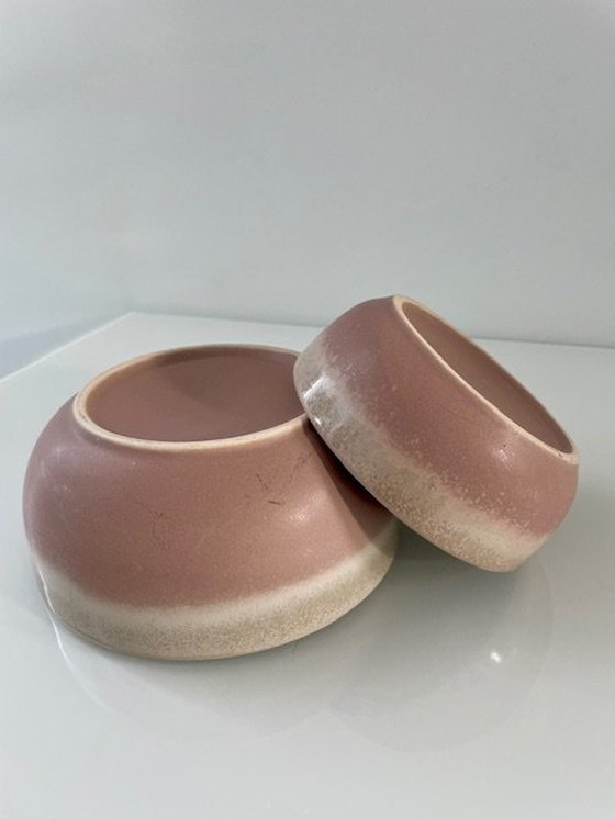 Image 1 of 2X Moderne Serveerschalen Taupe/Nude Roze (Ø11Cm En Ø14Cm)