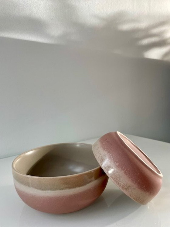 Image 1 of 2X Moderne Serveerschalen Taupe/Nude Roze (Ø11Cm En Ø14Cm)