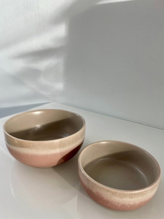 Image 1 of 2X Moderne Serveerschalen Taupe/Nude Roze (Ø11Cm En Ø14Cm)