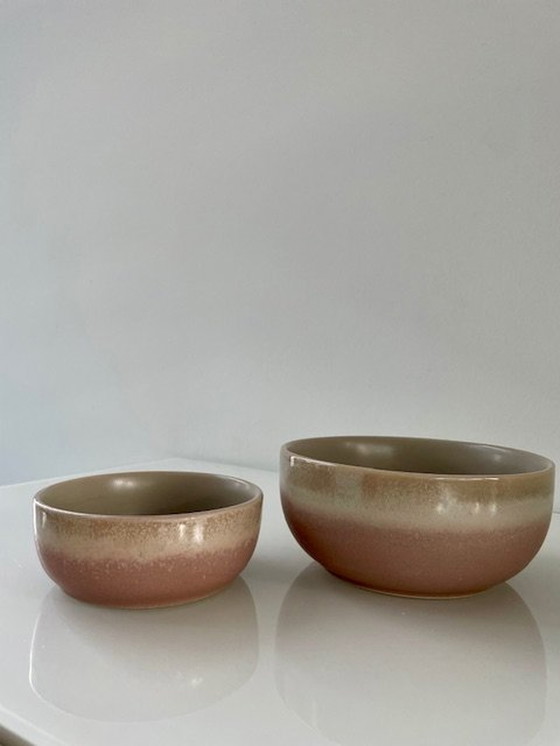 Image 1 of 2X Moderne Serveerschalen Taupe/Nude Roze (Ø11Cm En Ø14Cm)