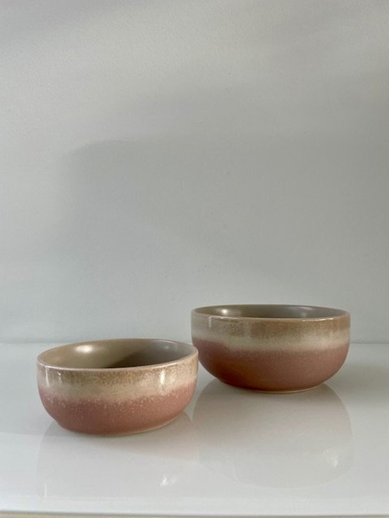 Image 1 of 2X Moderne Serveerschalen Taupe/Nude Roze (Ø11Cm En Ø14Cm)