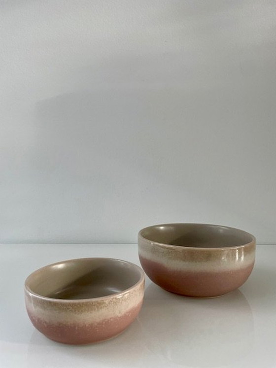 Image 1 of 2X Moderne Serveerschalen Taupe/Nude Roze (Ø11Cm En Ø14Cm)