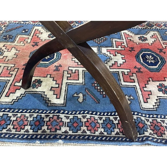 Image 1 of Vintage marqueterie en glazen salontafel, Engeland 1950