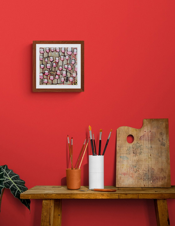 Image 1 of Germain Henneka- glasses of rosé with a brown background and red stripes