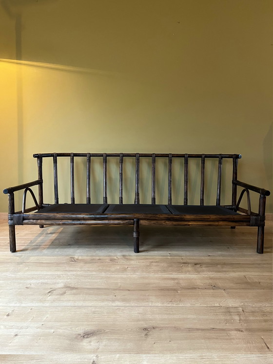 Image 1 of Vintage manou rotan bamboe 3 zits loungebank uit de jaren 60