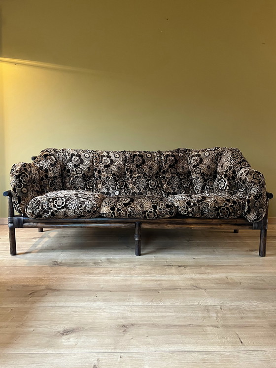 Image 1 of Vintage manou rotan bamboe 3 zits loungebank uit de jaren 60