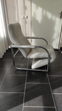 Design relax fauteuil leder ivoor (wit)