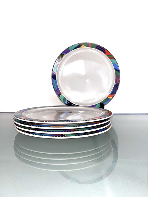Set Van Vijf Vintage Rosenthal Germany Metropol Dinerborden