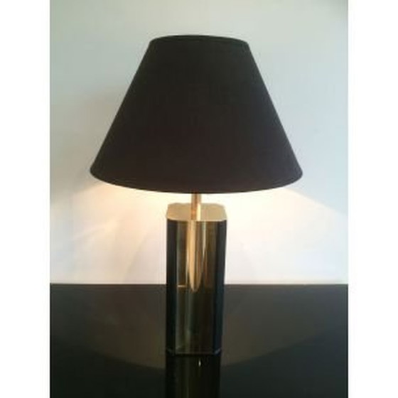 Image 1 of Franse vintage lamp van verguld metaal en hout, 1960